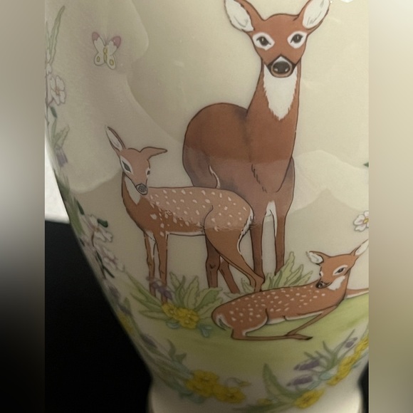 Vintage 1984 Lenox Mothers Day Gold Rim Spring Deer Family Ivory Vase Ltd Edit - Picture 6 of 11